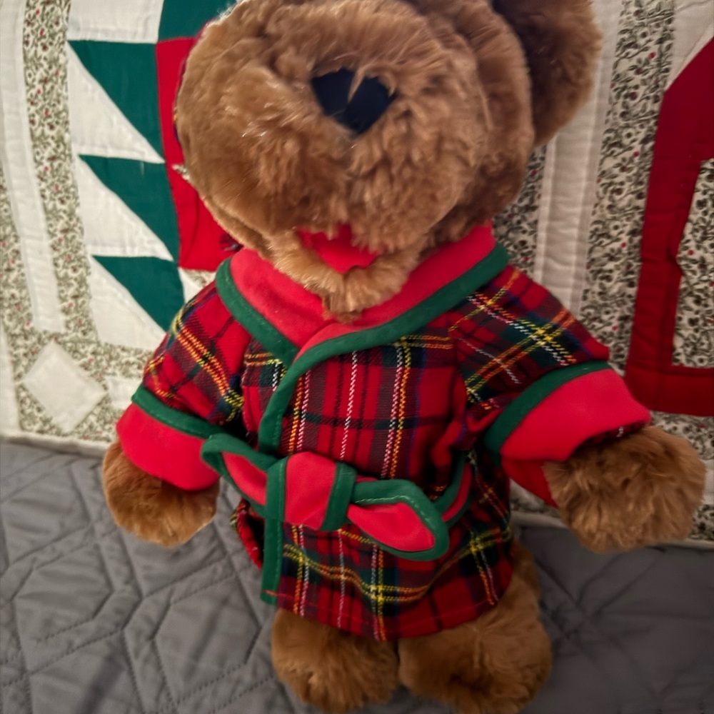 Dan Dee Animated Christmas Bear Sings Up On The Rooftop Plush Plaid 13” Tall